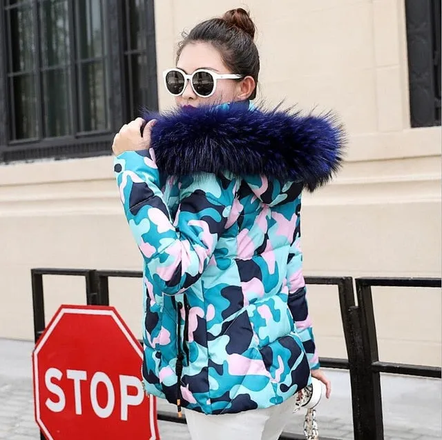 Winter Jacket Women Parkas for Coat Fashion Female Down Jacket With a Hood Large Faux Fur Collar Coat 2018 Autumn high quality