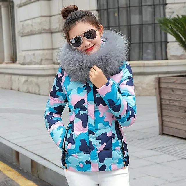 Winter Jacket Women Parkas for Coat Fashion Female Down Jacket With a Hood Large Faux Fur Collar Coat 2018 Autumn high quality