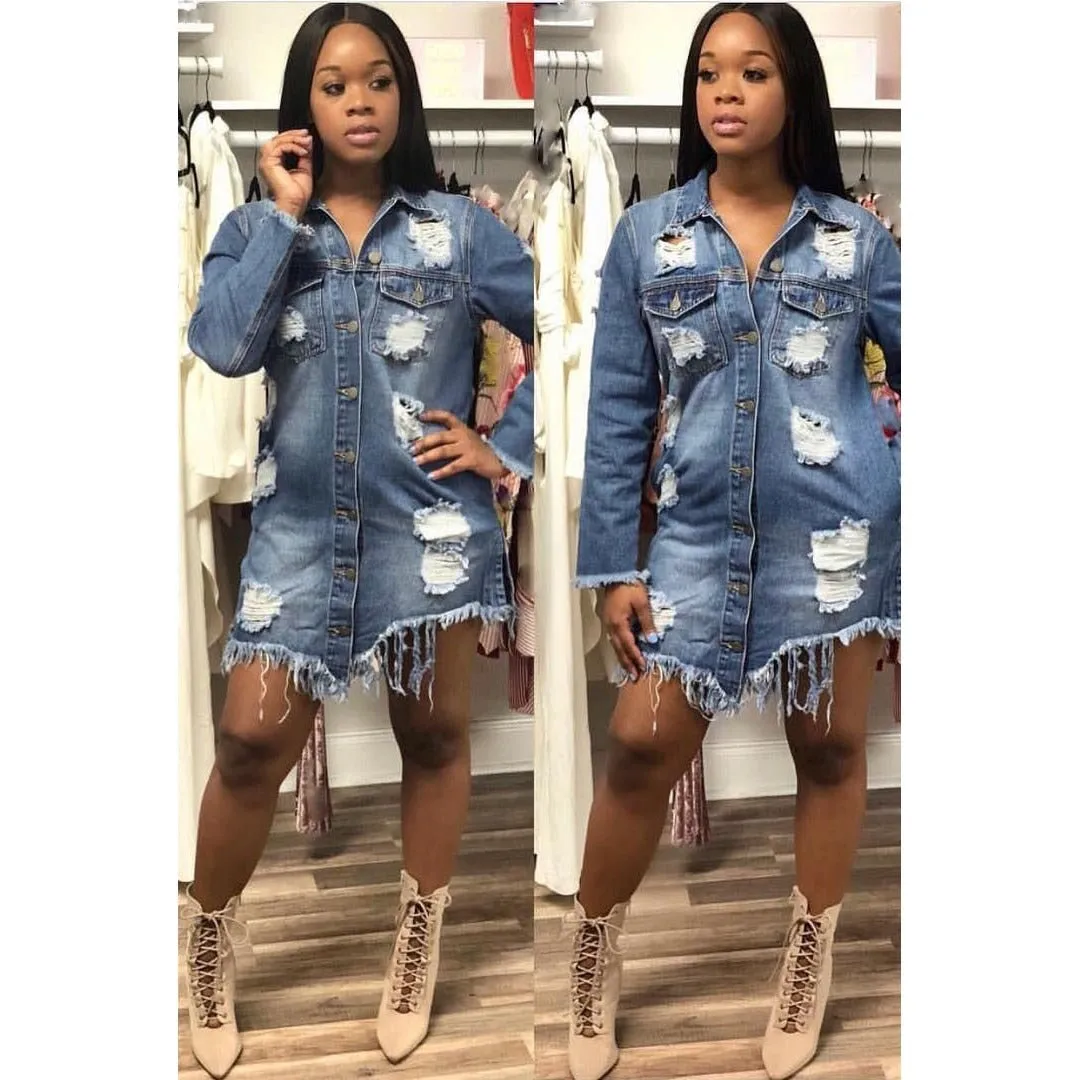 Women Autumn Denim Shirt Jackets Vintage Casual Female Plus Size