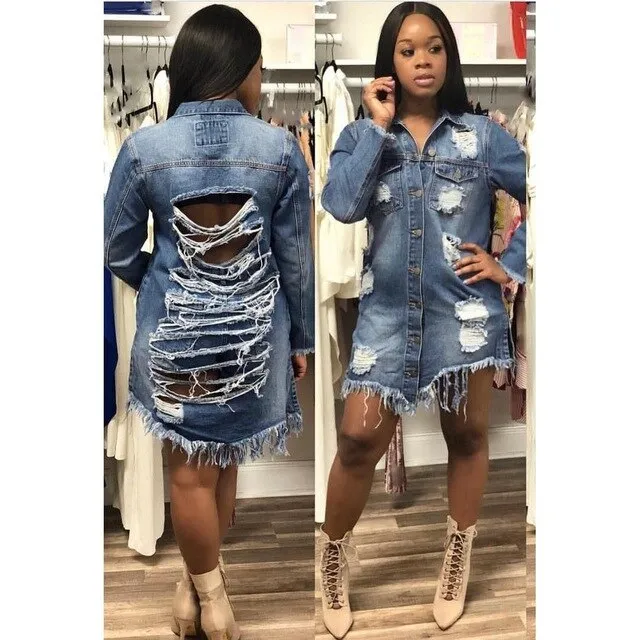 Women Autumn Denim Shirt Jackets Vintage Casual Female Plus Size