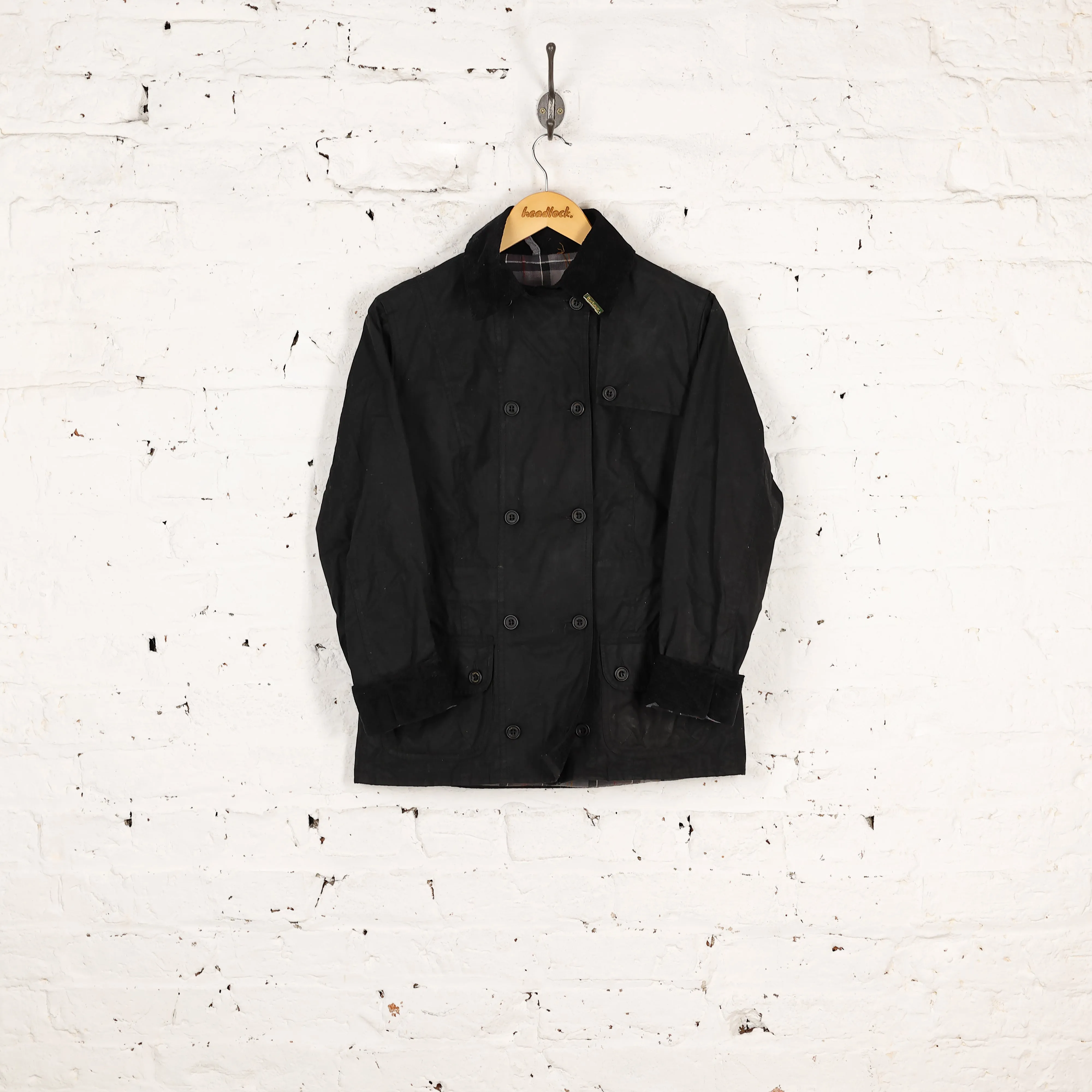 Women's Barbour Double Breasted Wax Jacket Coat - Blue - Women's S
