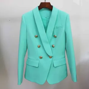 Women's Coats Mint Green Jacket Long Sleeves Blazer Breasted Coat