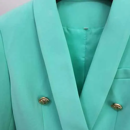 Women's Coats Mint Green Jacket Long Sleeves Blazer Breasted Coat