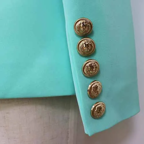 Women's Coats Mint Green Jacket Long Sleeves Blazer Breasted Coat