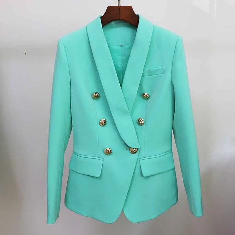 Women's Coats Mint Green Jacket Long Sleeves Blazer Breasted Coat