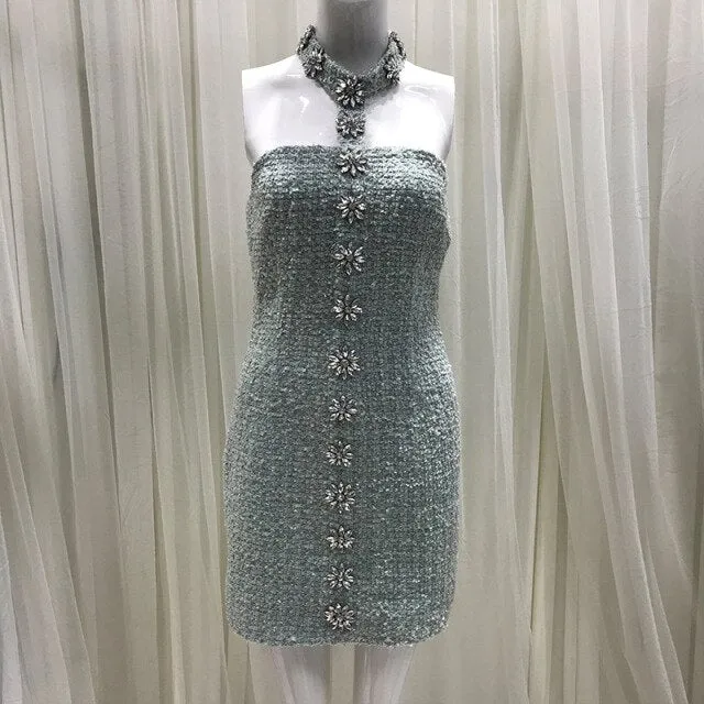 Women's High quality Crystal Tweed coat