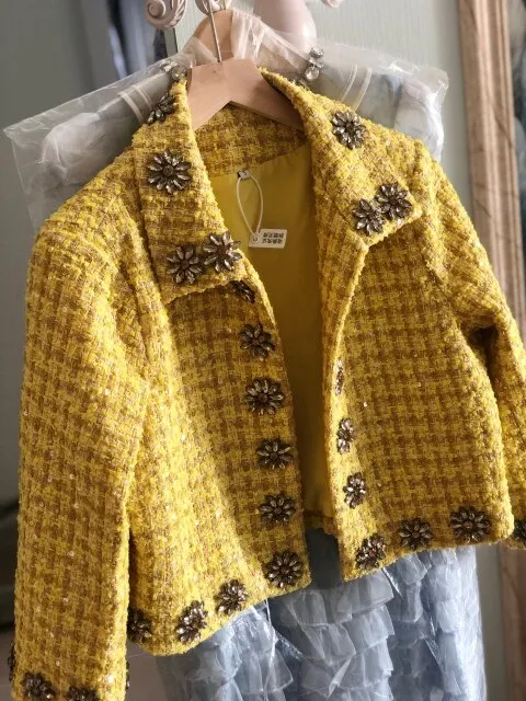 Women's High quality Crystal Tweed coat