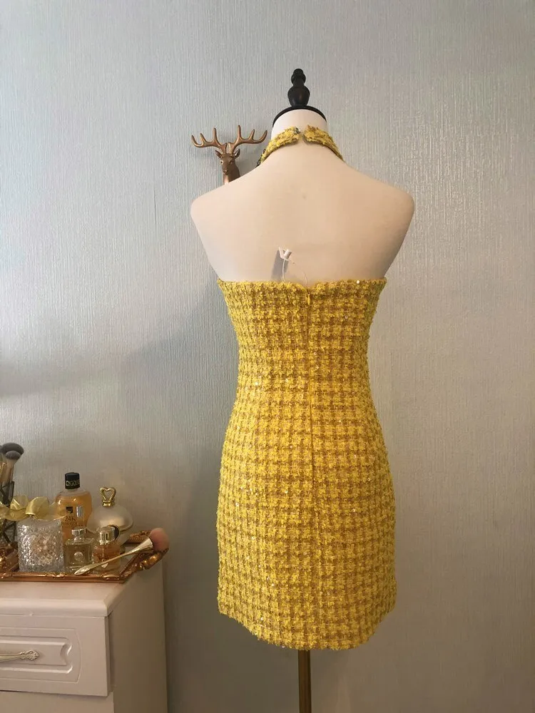 Women's High quality Crystal Tweed coat
