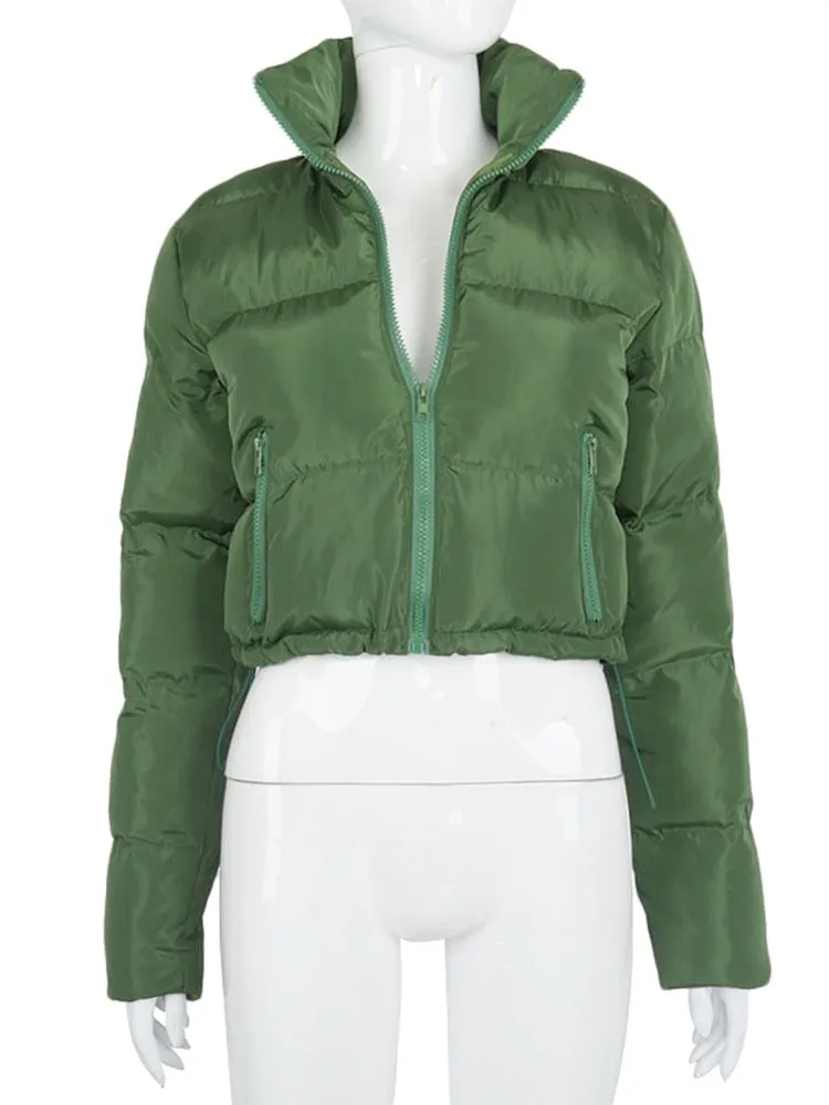 Women's Puffer Short Coat Stand-up Collar Cardigan Down Jacket