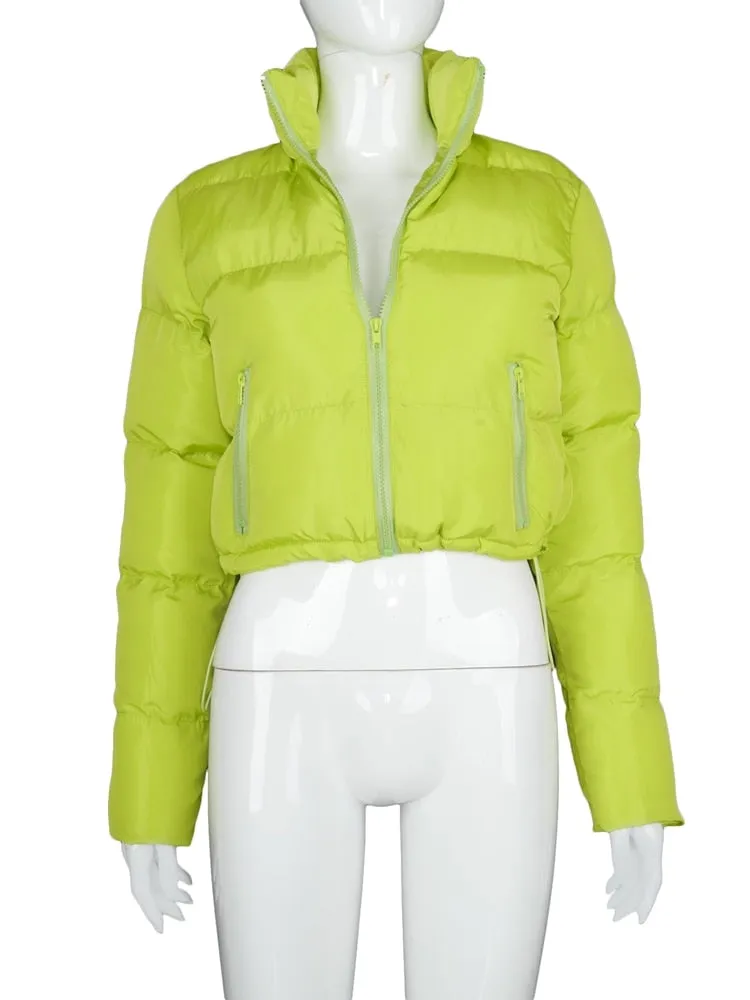 Women's Puffer Short Coat Stand-up Collar Cardigan Down Jacket