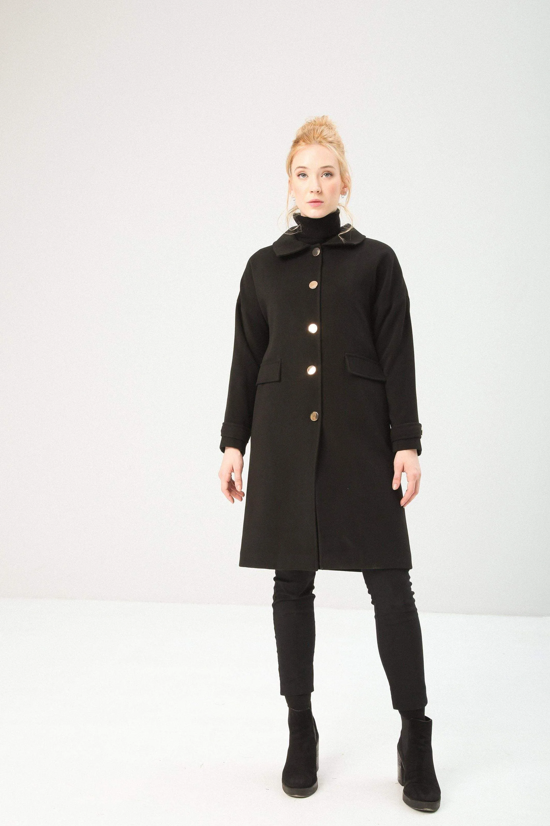 Women's single-breasted coat Black