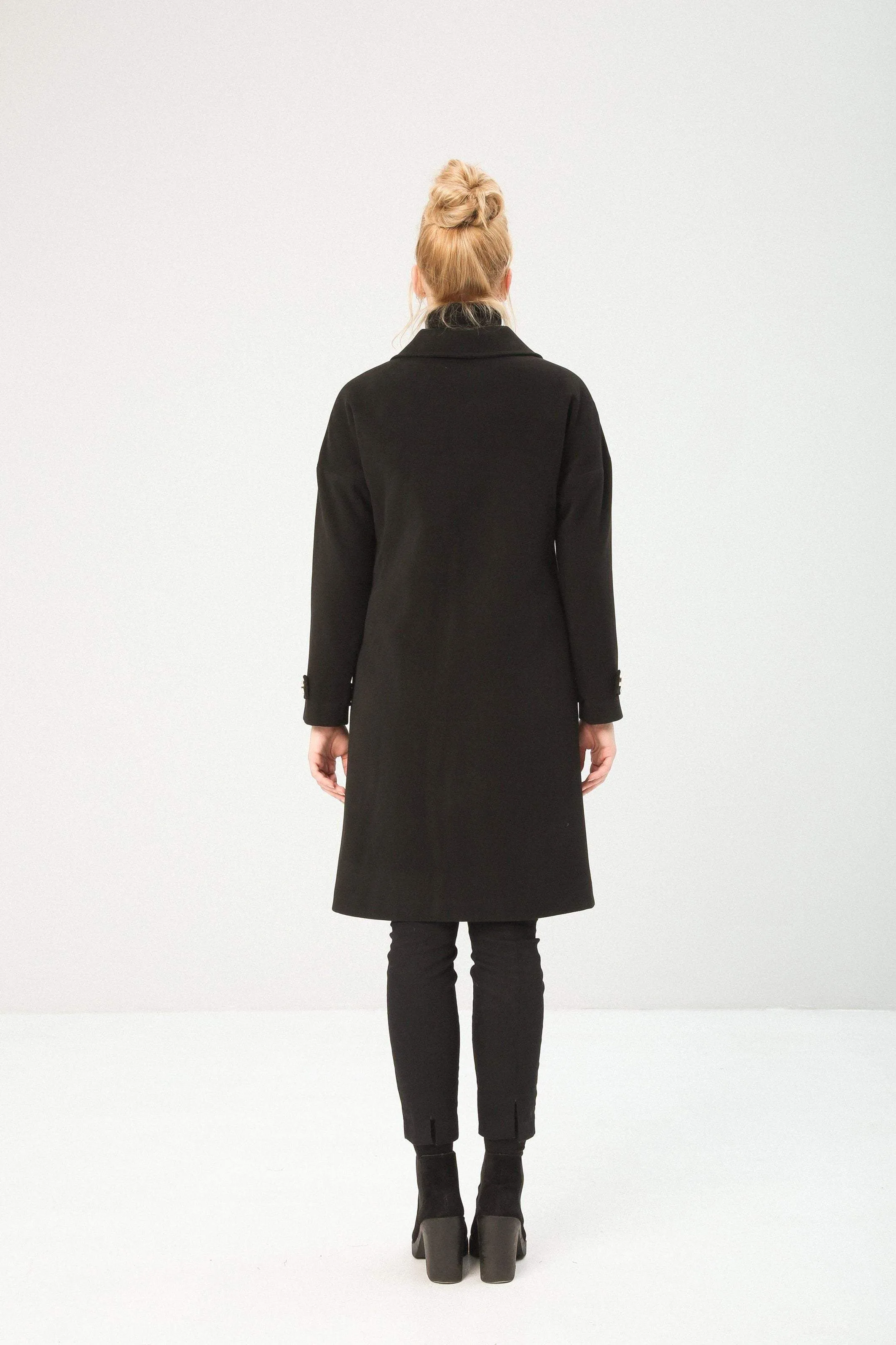 Women's single-breasted coat Black