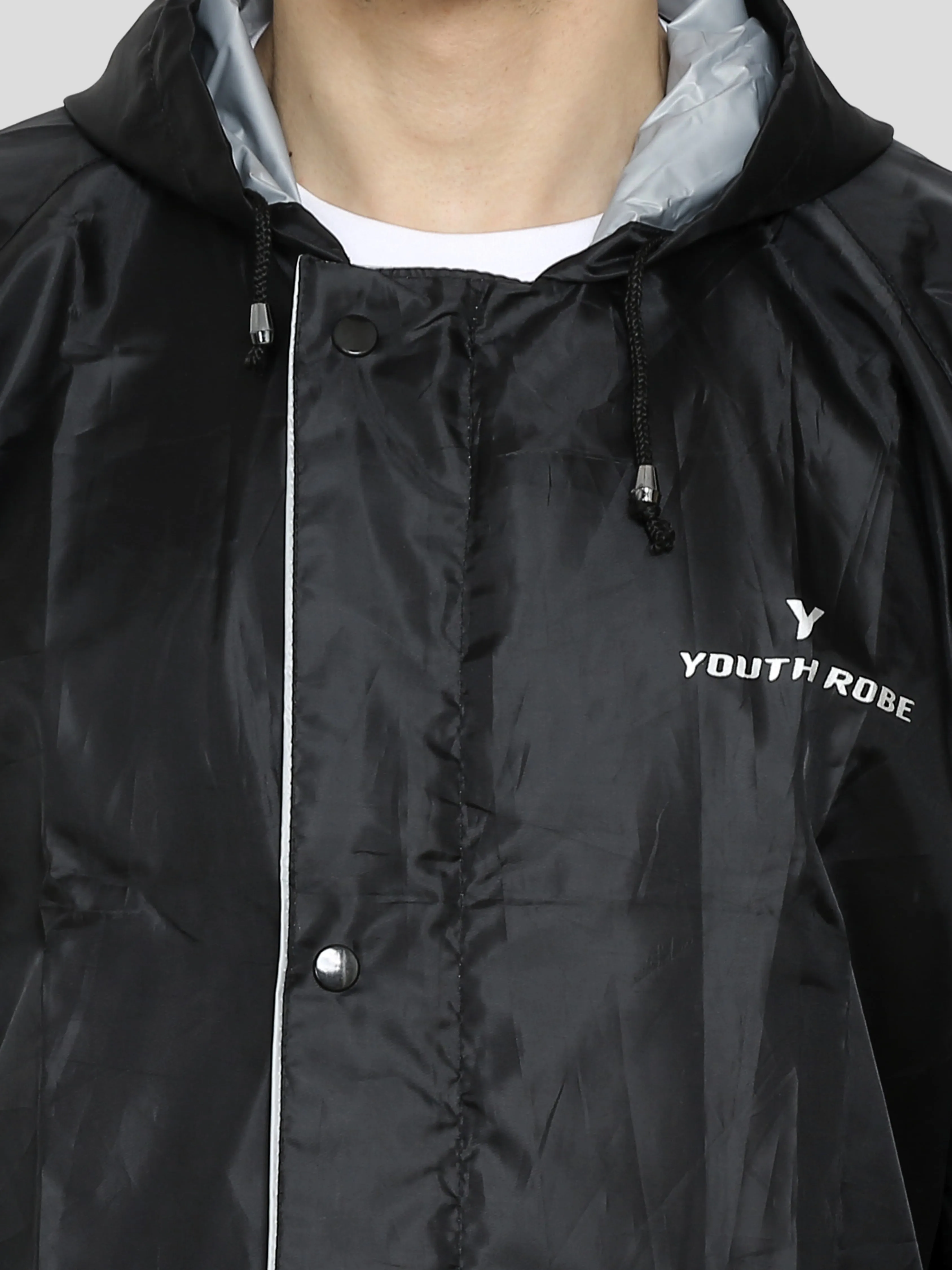 YOUTH ROBE Men's Long Raincoat (Black)