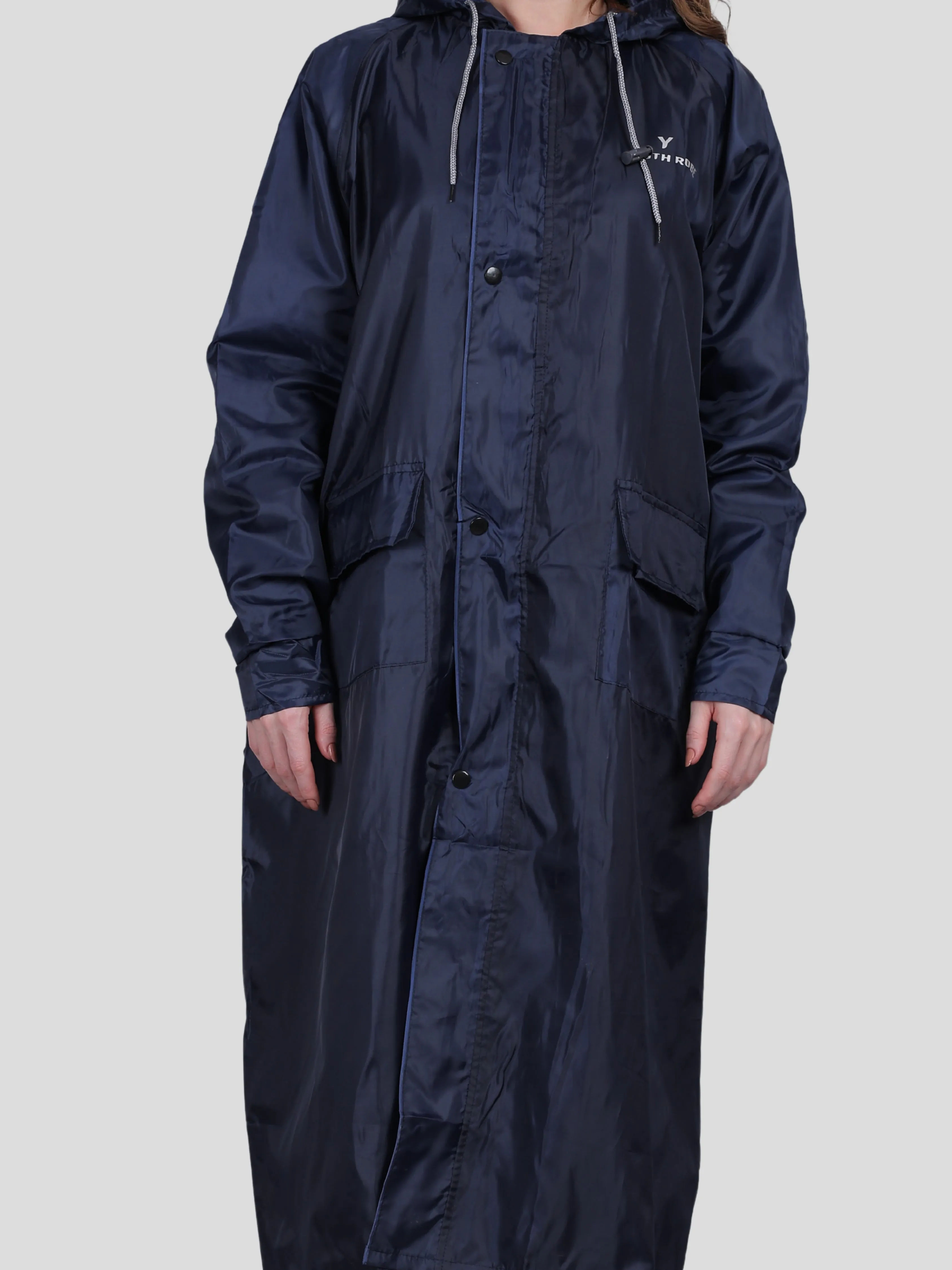 Youth Robe Women's Long Raincoat (Blue)
